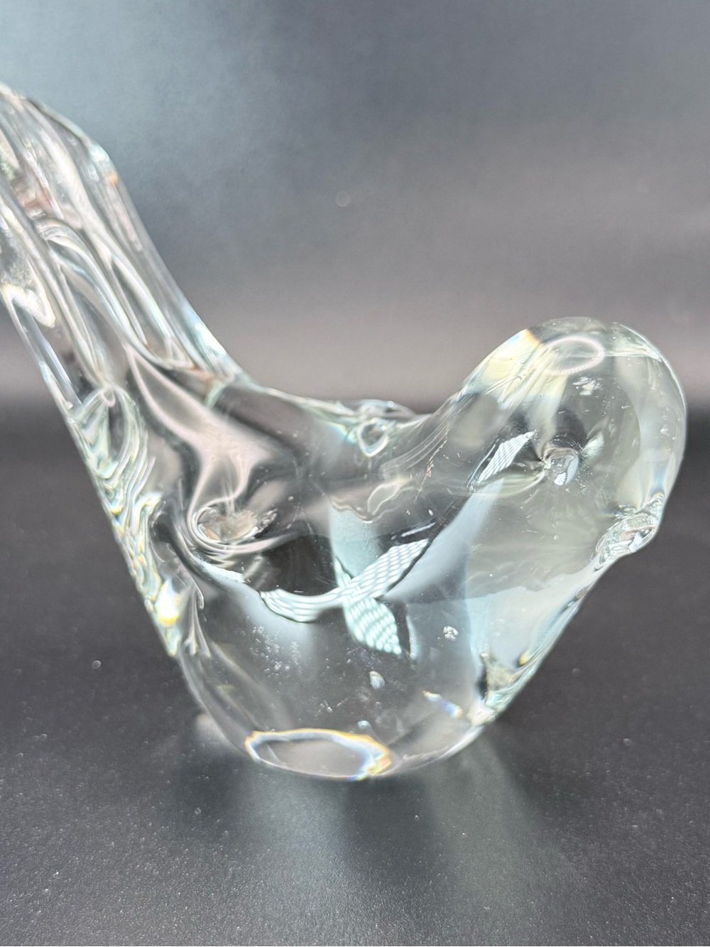 Vintage Paperweight Clear Crystal Art Glass Bird 5” READ